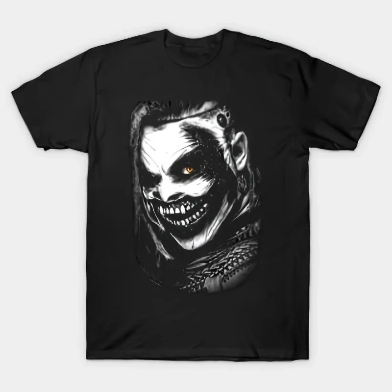 

Summer Men's Devilish Pattern T-shirt - Cotton Horror Mask Design Short-sleeved Shirt - Round-neck Short-sleeved T-shirt
