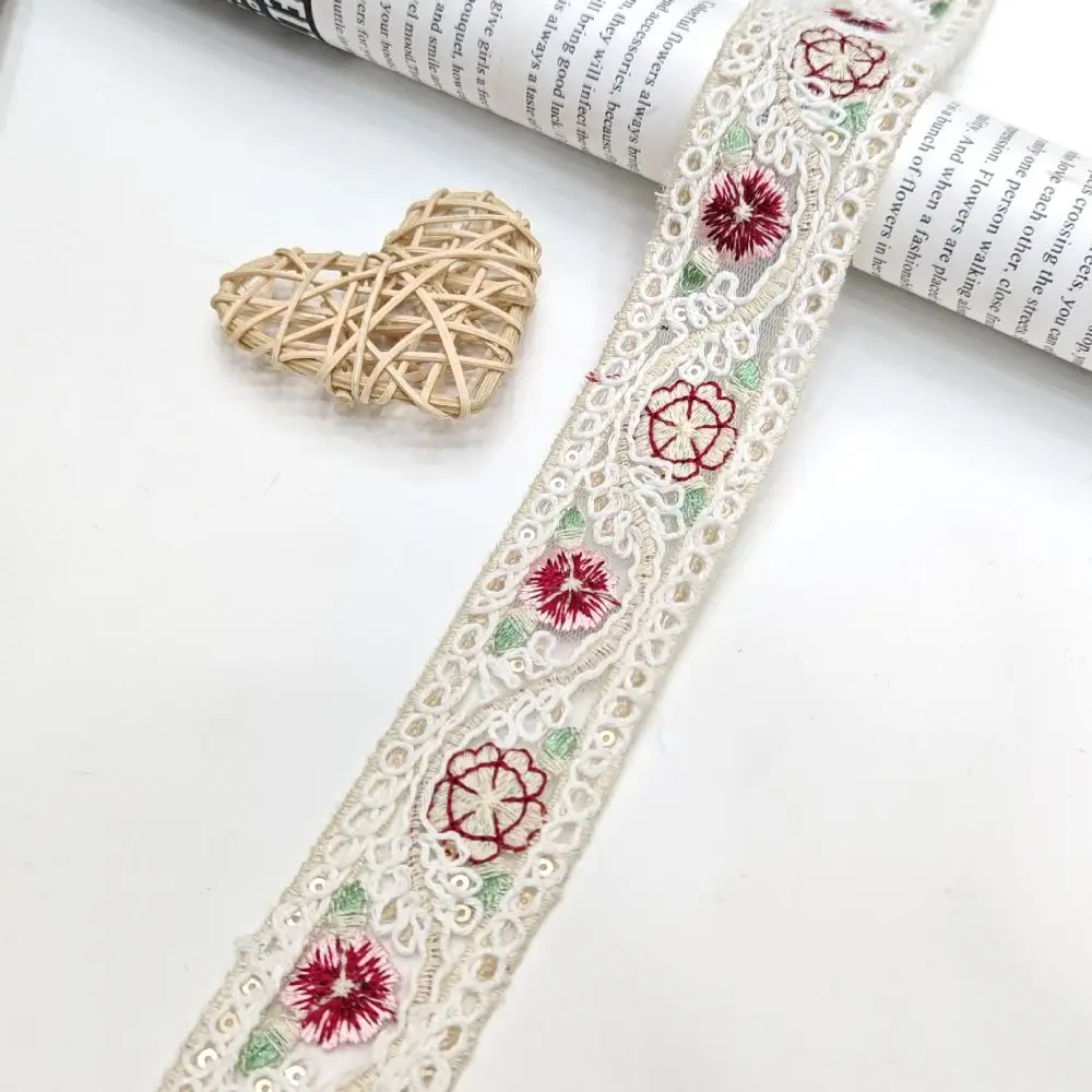 10 Yards 4cm Width Lace Fabric Trim Ribbon Trim Applique Design Edge Trim Ribbon Embroidery Flower Pattern