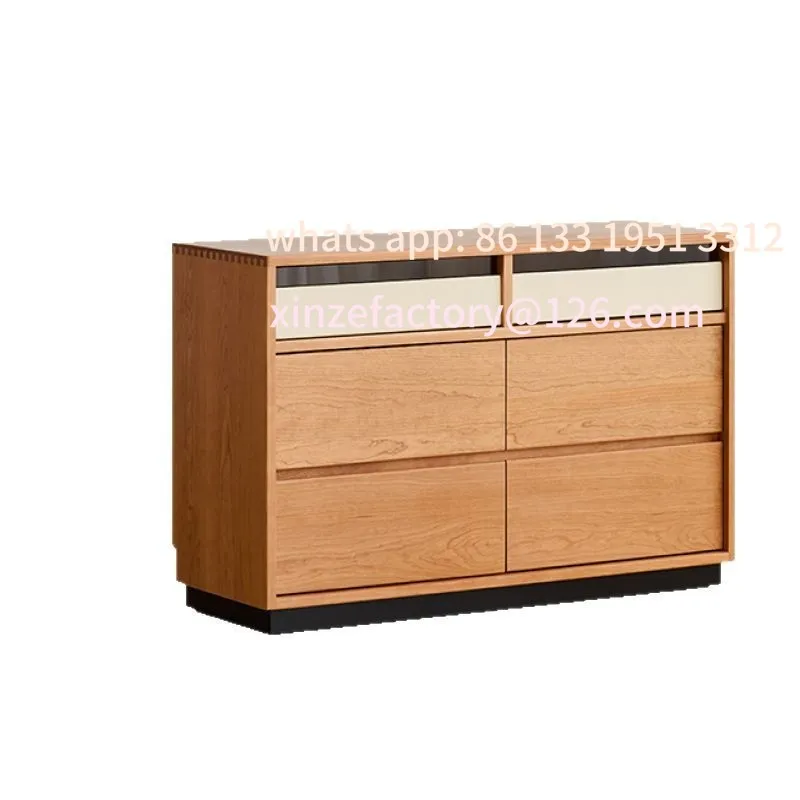 

Customizable Pine solid wood six-chest cabinet retro style home bedroom living room locker Nordic cherry wood storage cabinet