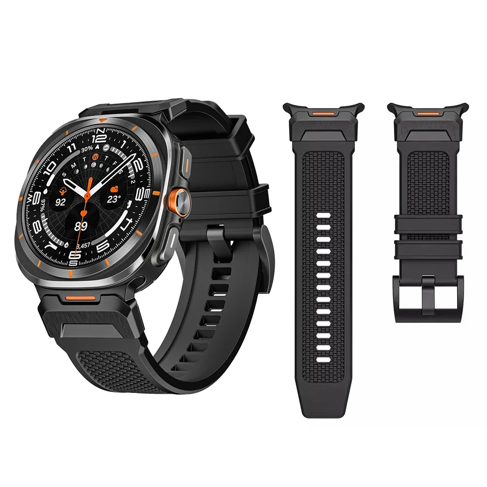 Correa deportiva de goma para Samsung Galaxy Watch Ultra 47mm sin huecos interfaz de Metal pulsera Galaxy Watch 2025 Ultra 47mm