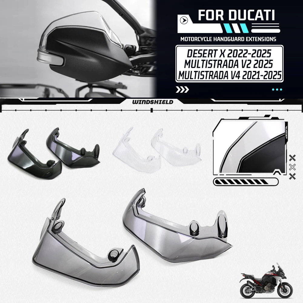 

For Ducati Multistrada V4 V4S V2 V2S Desert X 2021-2025 Motorcycle Handguard Extensions Protector Windshield Cover