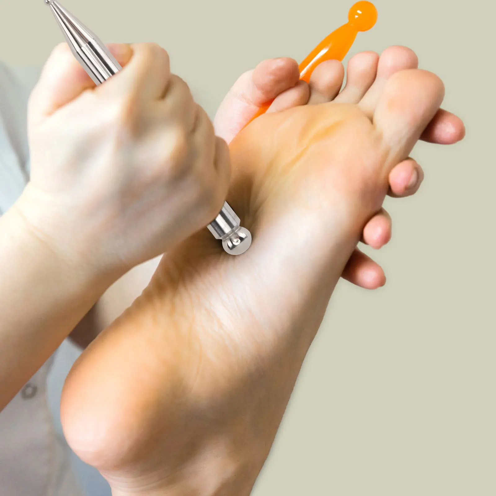 

Ручная акупунктурная массажная ручка из нержавеющей стали, большие маленькие головки, инструмент для глубоких тканей для всего тела, мышц, шеи, акупунктуры ног