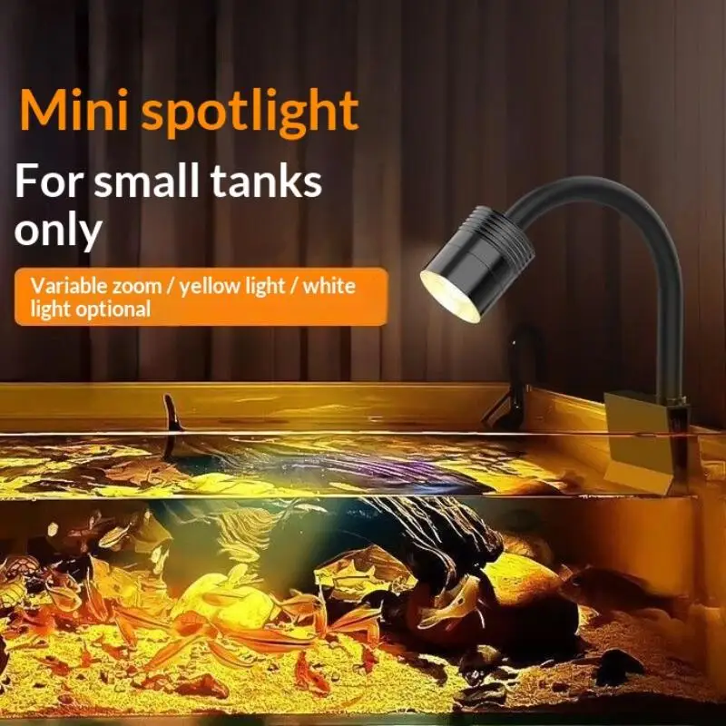1Pcs Zoomable LED Fish Tank Lamp 3W South American Aquarium Spotlight For Aquascape Decor Focus Lighting