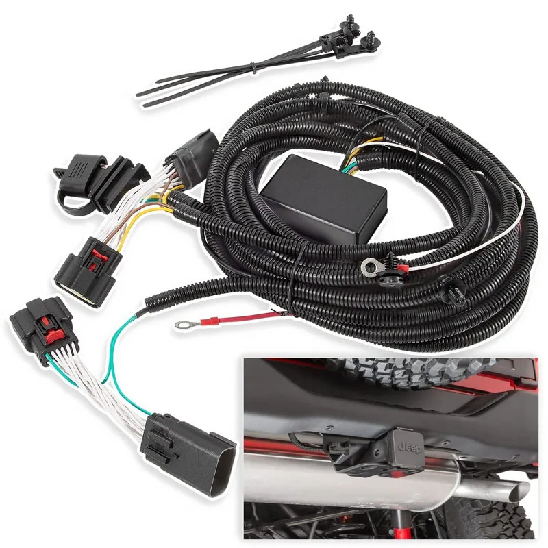 

4-Pin Trailer Wiring Harness Fit for Jeep Wrangler JL JLU 2018-2023, 4 Way Towing Hitch Wiring for JL Trailer Light Connect