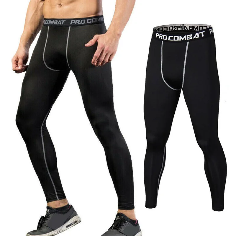 Men's Compression Pants Athletic Base Layer Tights Leggings for Running Yoga Basketball Workout Black Leggin Cool Dry Shapewear