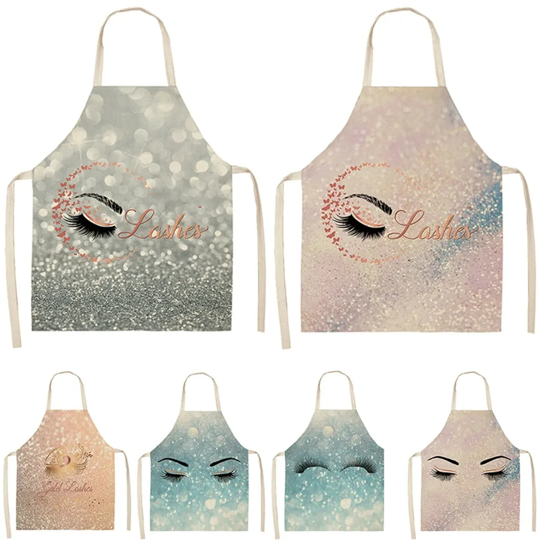 Eyebrow Style Pattern Chef Cleaning Cooking Apron Sleeveless Linen Apron Home Kitchen Cooking 68x55cm Bib