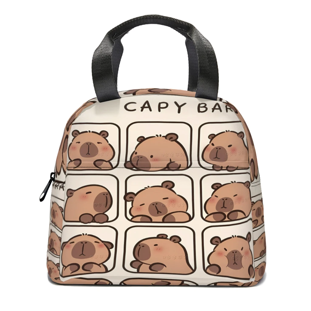 Capybara 여성용 다기능 보온 보온 도시락 가방, 어린이 휴대용 피크닉 토트백