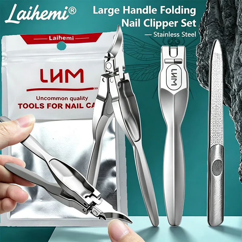 LAIHEMI Large Extra Sharp Folding Toenail Clipper Set, Dragonfly Design Toenail Cutter, Suitable for Thick and Hard Toenails
