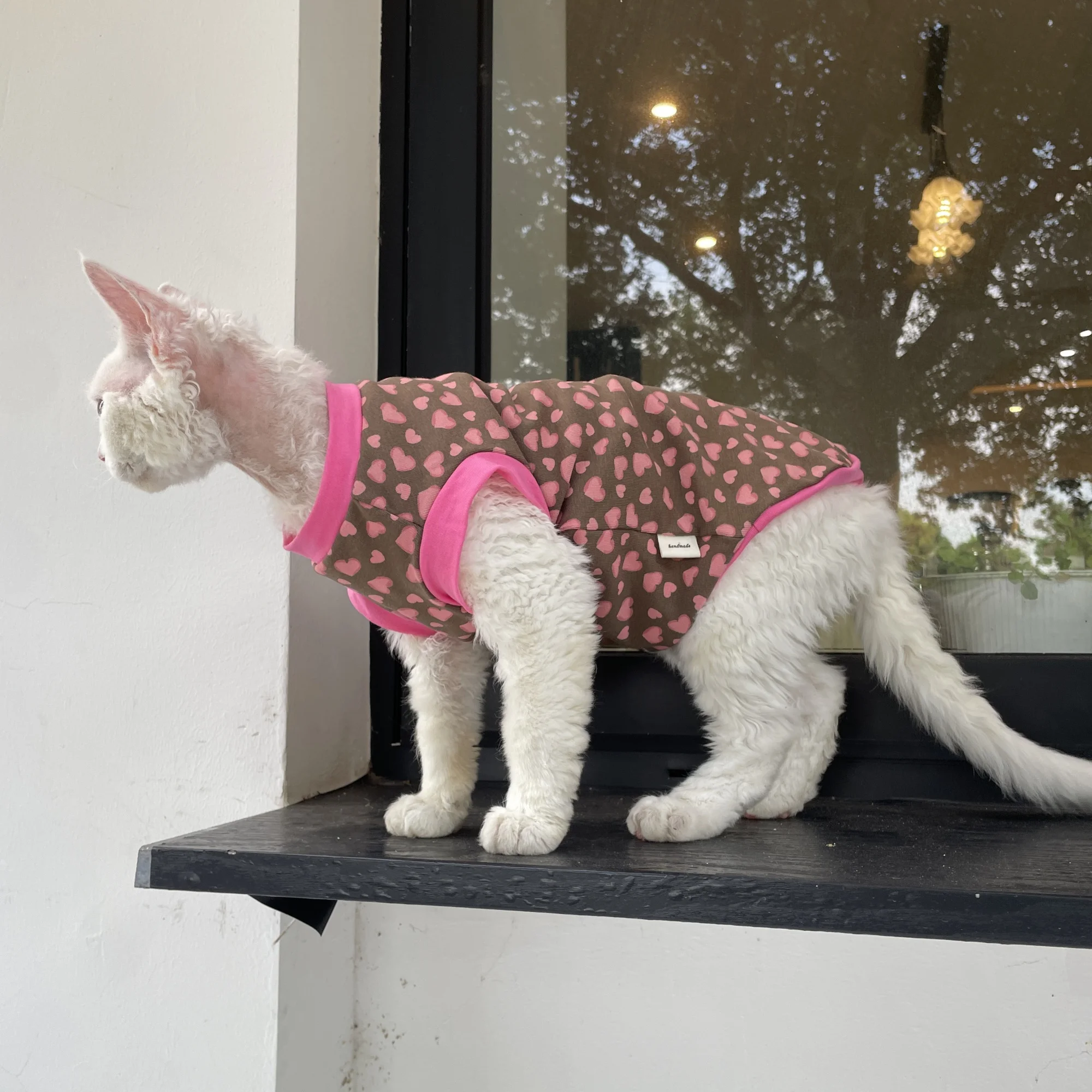 Summer Light Cotton Vest for Devon Rax Skin-friendly Soft Pink Leopard Print T-shirt for Hairless Cat Thin Spring Coat for Pet