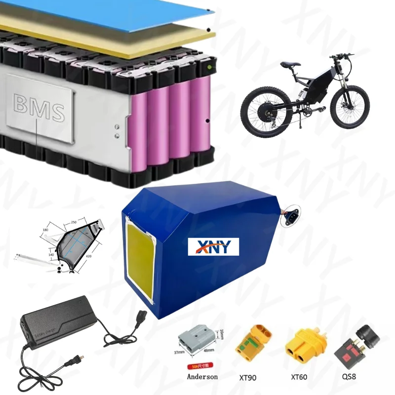 XNY  72V 45Ah Lithium-Ion Triangle Battery with BMS Movie Ion 20S for 5000W 6000W Scooter Moto Elasticity Chargeur 10A