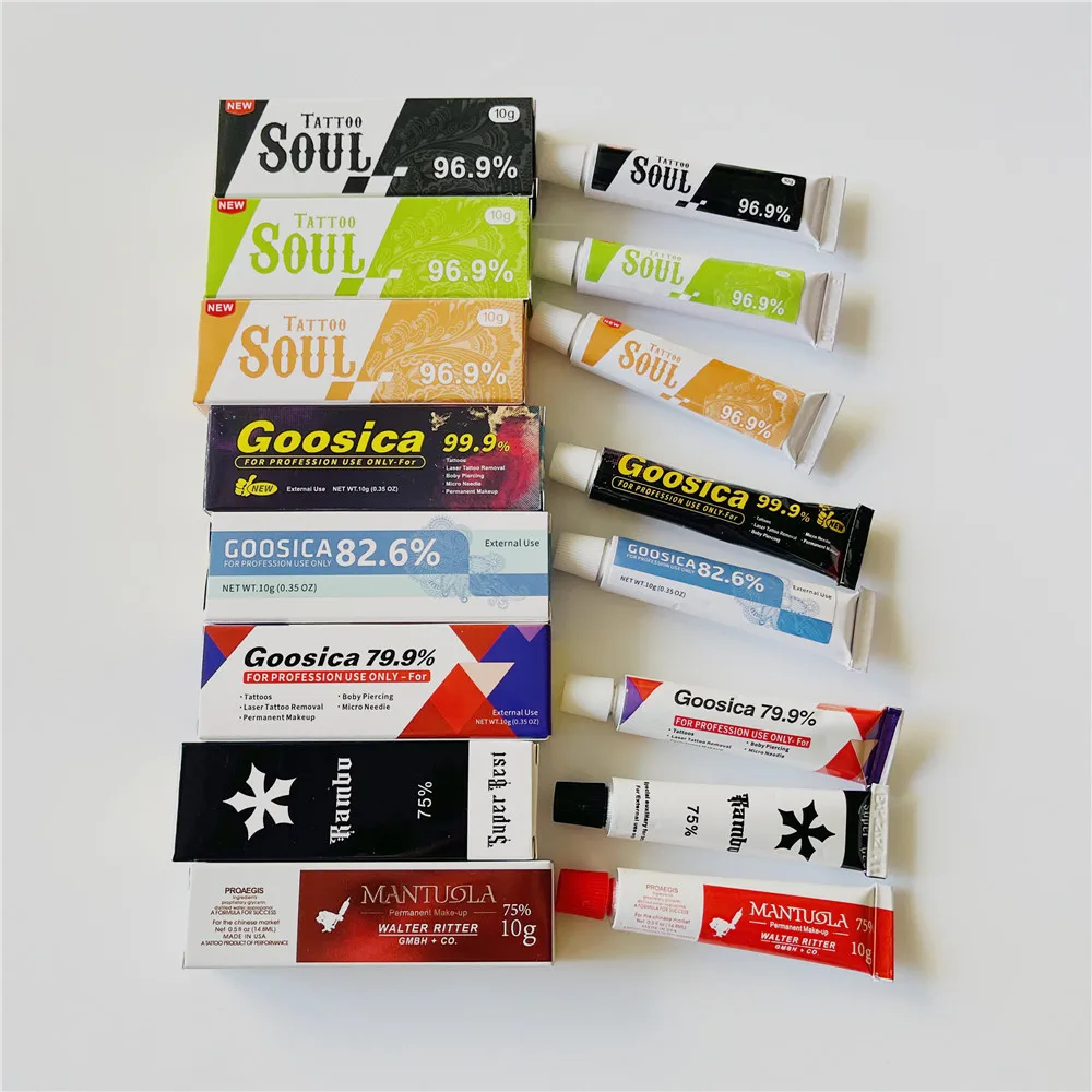 10 peças 99,9% goosica soul antes da tatuagem creme para maquiagem semi permanente piercing microblading sobrancelha lábio corpo pele fornecedor 10g