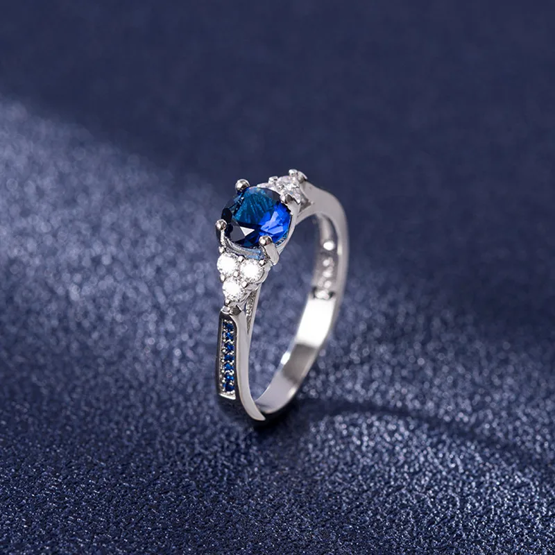 Genuine 925 Sterling Silver Blue Sapphire Ring for Women Anillos De 6-10 Size Silver 925 Jewelry Bizuteria Wedding Rings Jewelry