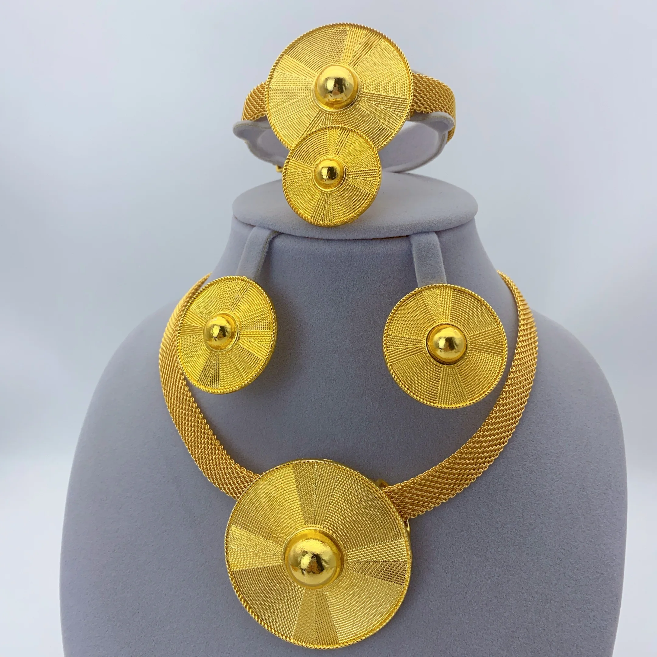 Luxury African Charm Necklace Sets For Women Wedding Indian Dubai Gold Plated Jewelry Set Jewellery Anniversary Gifts Wedding