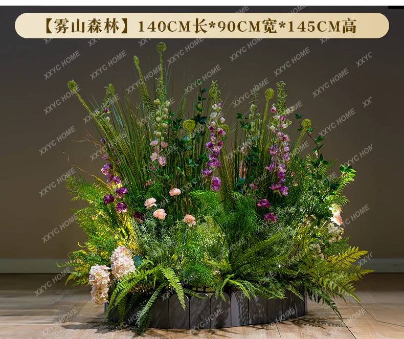 Simulated reed grass flower tree green plant landscape, window, landscaping fake tree decoration
