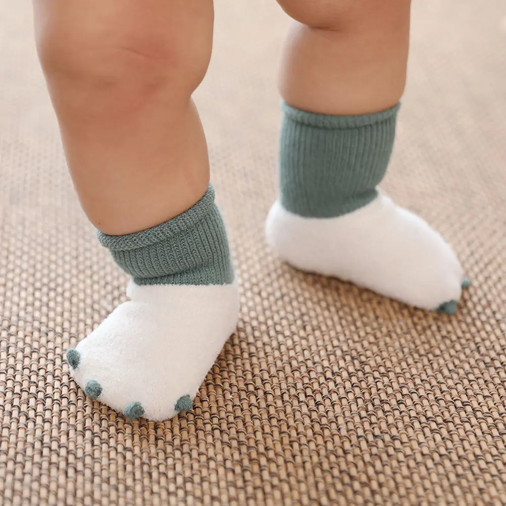 1Pair Baby Infant Winter Stockings Warm Socks 9.5cm Sole Non Slip Thick Comfortable Warm Shoes for Baby