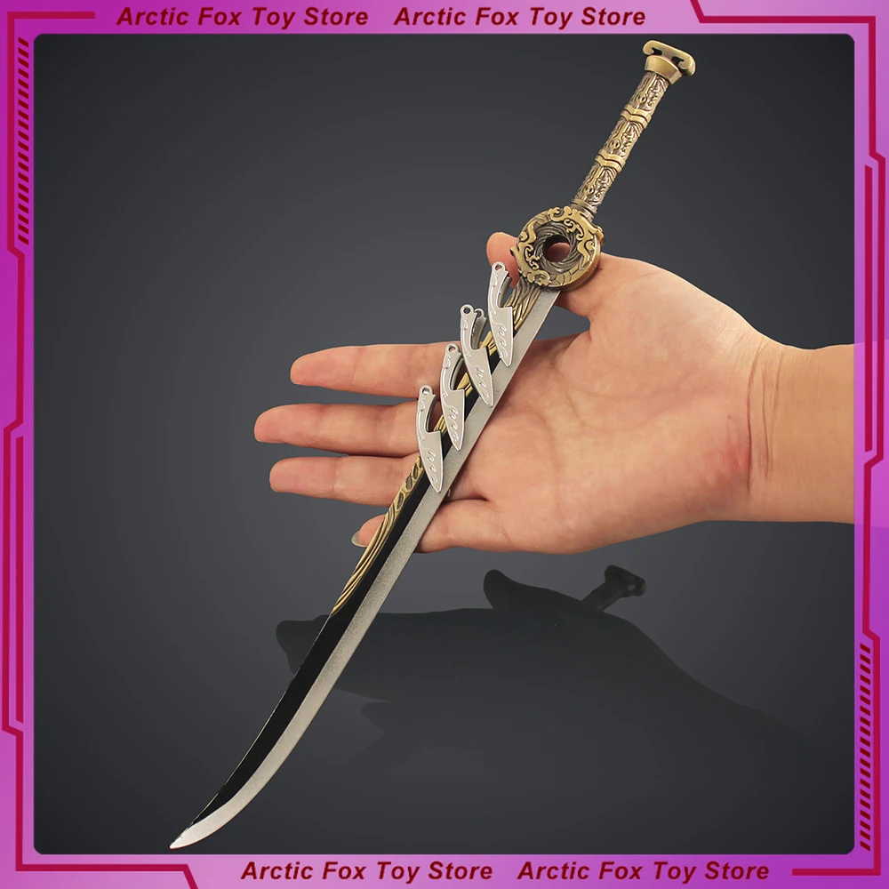 Han Li Modello di spada antica Cocktail dorato Madre Lama Modello periferico in metallo Decorazione desktop Ornamenti Regali di compleanno Giocattoli