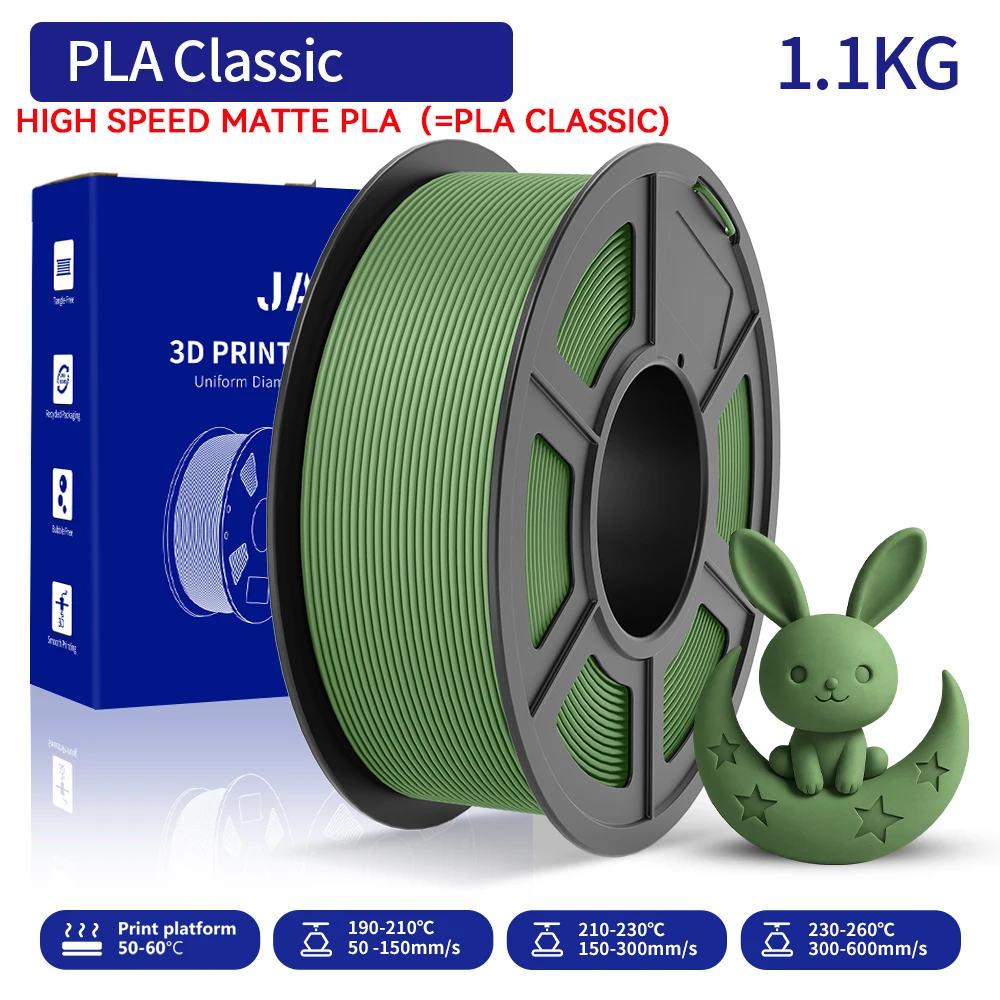Filament JAYO 3D High Speed Matte PLA (zamiennik PLA Classic) 1.75mm, zakres druku 300-600mm/s, szybki filament PLA o wysokim przepływie do drukarek 3D. — zdjęcie produktu 7