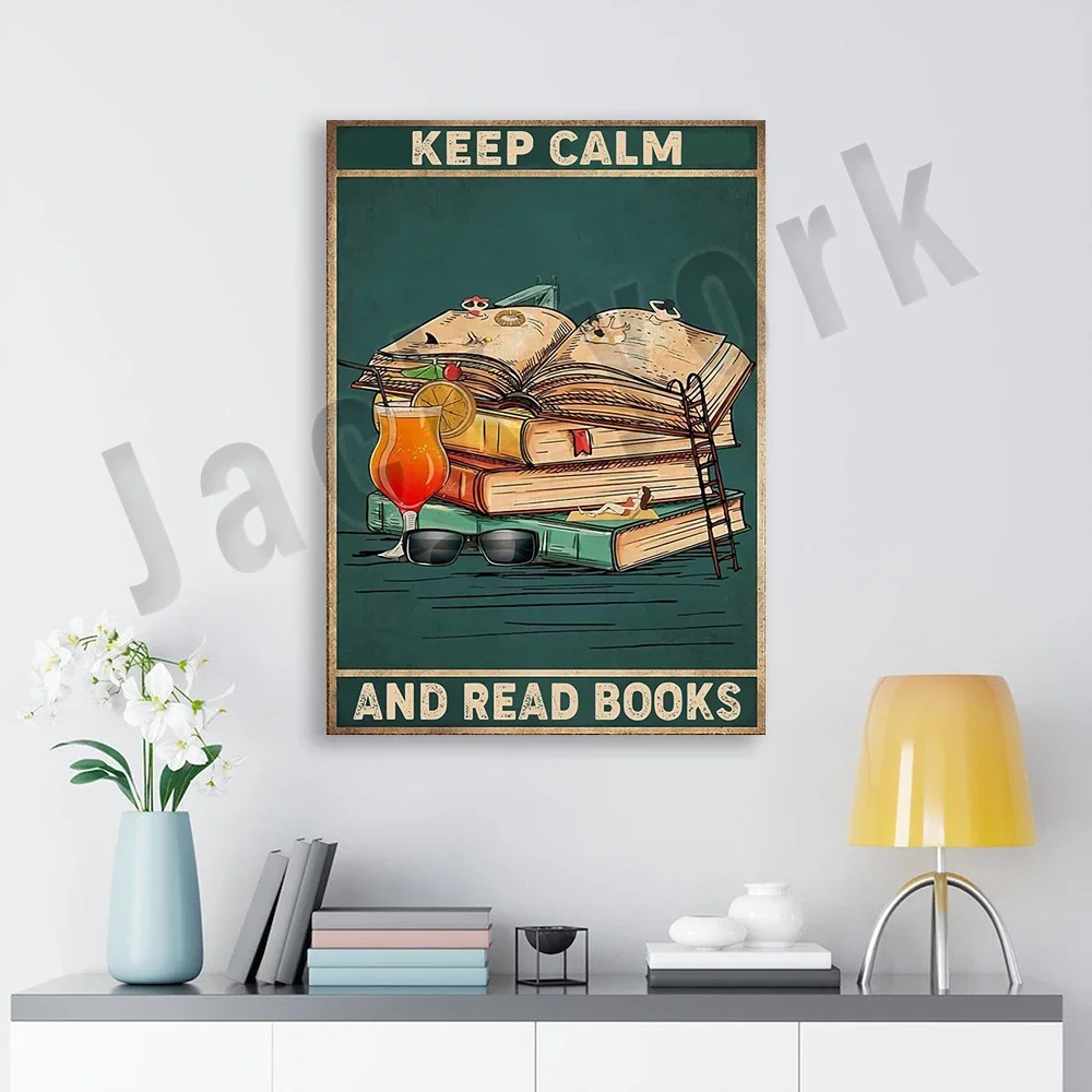 keep calm and read book poster, love reading book canvas, vintage book art, gift for book lovers, best gift for book club