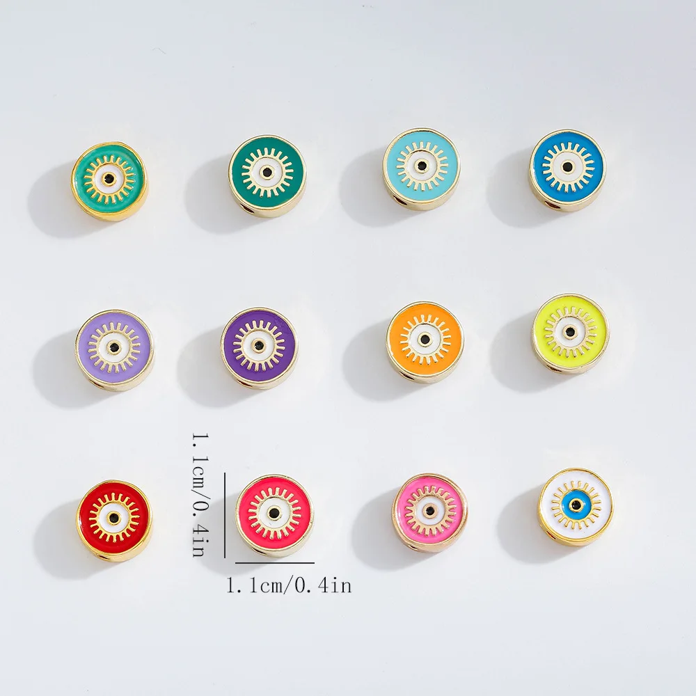 diy12 Accessorio rotondo in rame colorato con occhio del diavolo Accessorio per gioielli con perline per gocciolamento di olio
