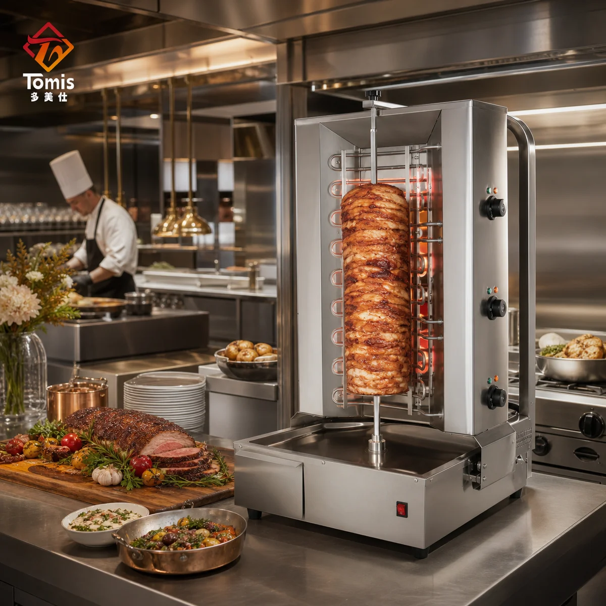 Commercial Kitchen Grill - Mesin Shawarma Elektrik Komersial dengan 3
