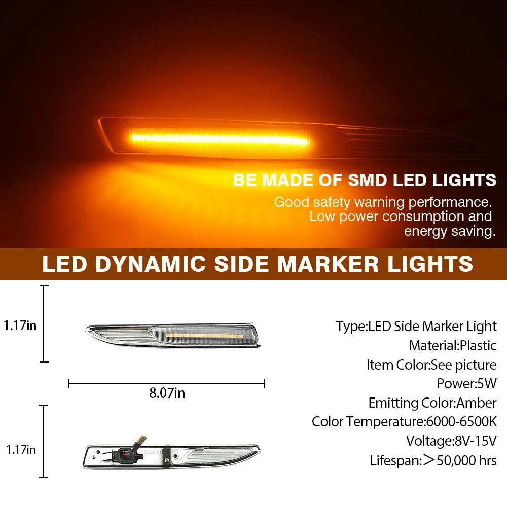 

For LED Repeater Blinker Dynamic Amber Indicator Light For Ford Mondeo Mk4 Estate (BA7) 03.2007-01.2015 Side Marker