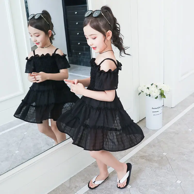 Girl Dresses Solid Color Girl Child Summer Dress Casual Style Children Party Dresses Solid Clothes Girl 6 8 10 12Y Girls Clothes