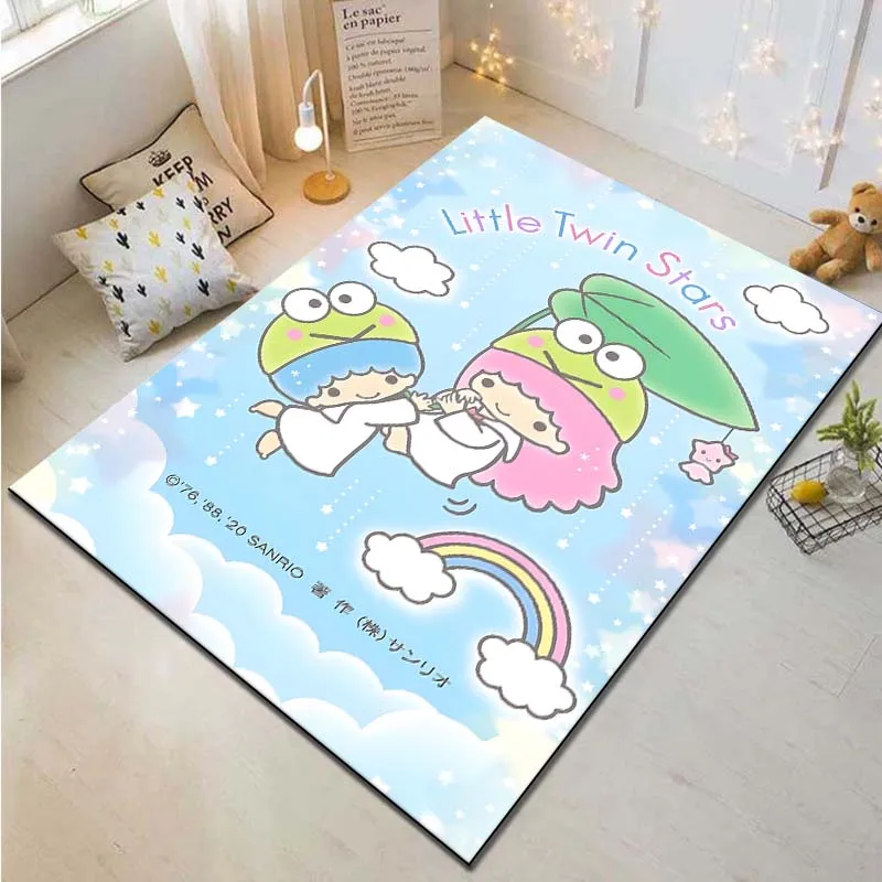 Sanrio Little Twin Stars Pattern Living Room Bedroom Carpet Bedside Bathroom Floor Mat Girl's Room Non-slipMat Pink Room Decor