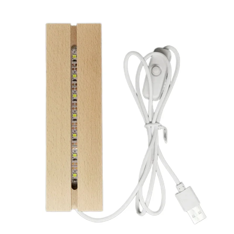 1–2 Stück rechteckige Holz-LED-Leuchten, Display-Sockel, Ständer, 3D-Plexiglas-Lampenfassung, USB-Nachtlichter für handgefertigte DIY-Kunstdekoration