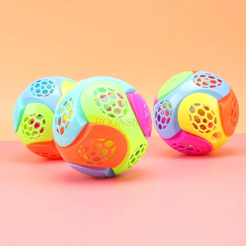 Rompecabezas para niños, conjunto luminoso, pelota que rebota, pelota que rebota elástica con música, bola rodante, flash, juguete eléctrico para bebé