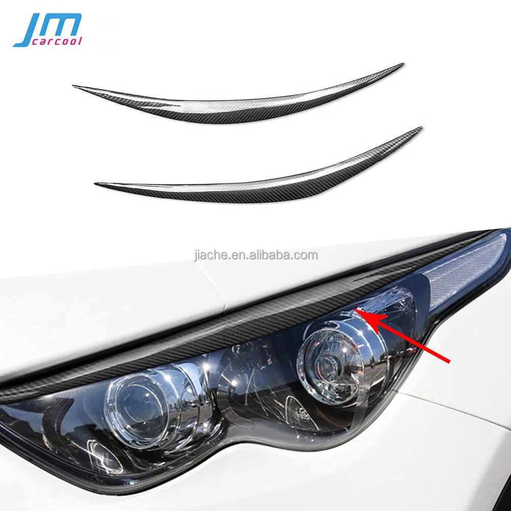 Carbon Fiber Car Front Bumper Lamp Eyebrow Trims for Infiniti QX70 2013-2016 FX35 FX37 FX50 2009-2014 Headlight Eyebrow Cover