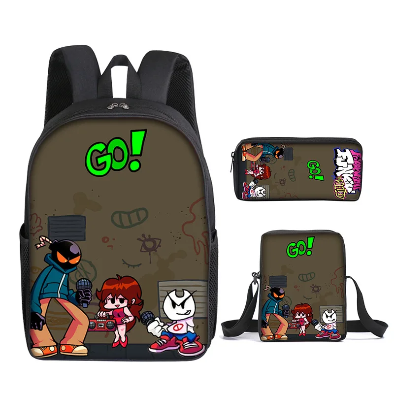 Classic Funny Friday Night Funkin 3D Print 3pcs/Set pupil School Bags Laptop Daypack Backpack Inclined shoulder bag Pencil Case