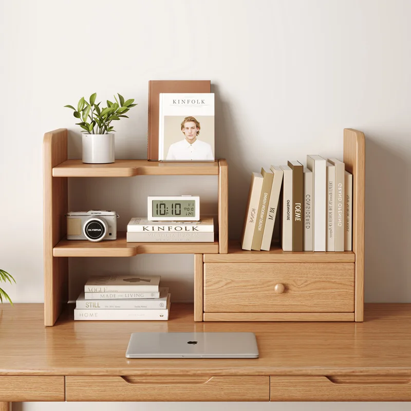 Solid wood desk bookshelf dormitory learning desktop shelf desk storage rack multi-layer small shelf layered shelf