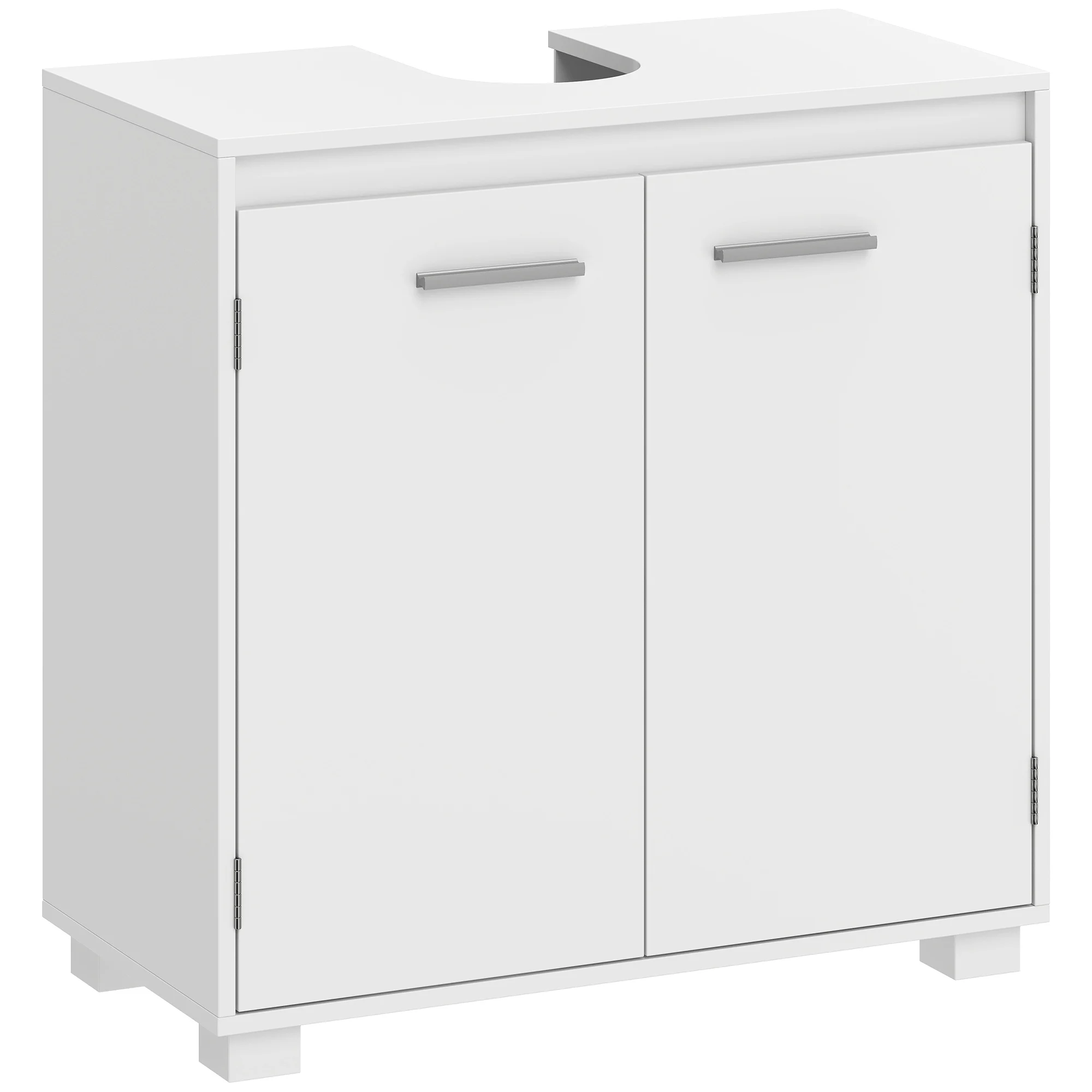 HOMCOM Waschbeckenunterschrank mit verstellbarem Regal und 2 Türen, Weiß