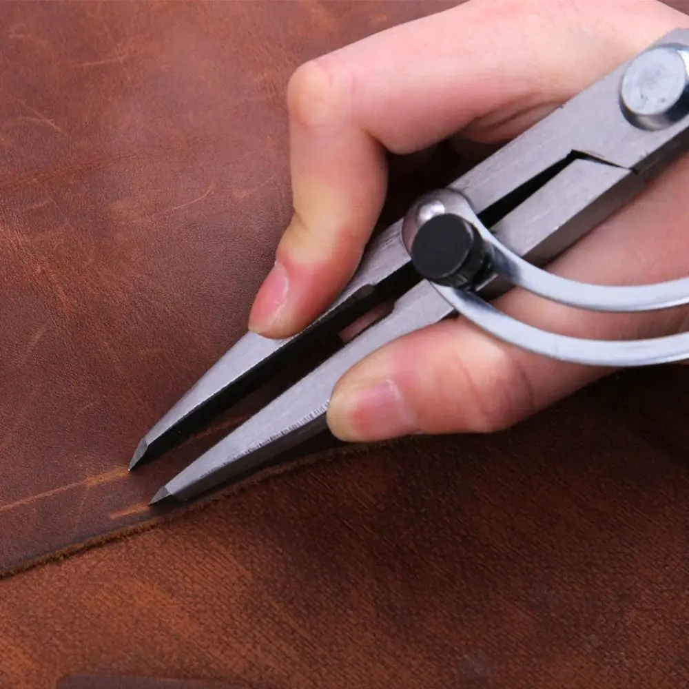 

Pencil Marking Steel Wing Divider Edge Creaser Adjustable Compass-Circle Maker Leather Craft Rotating Tool Scriber