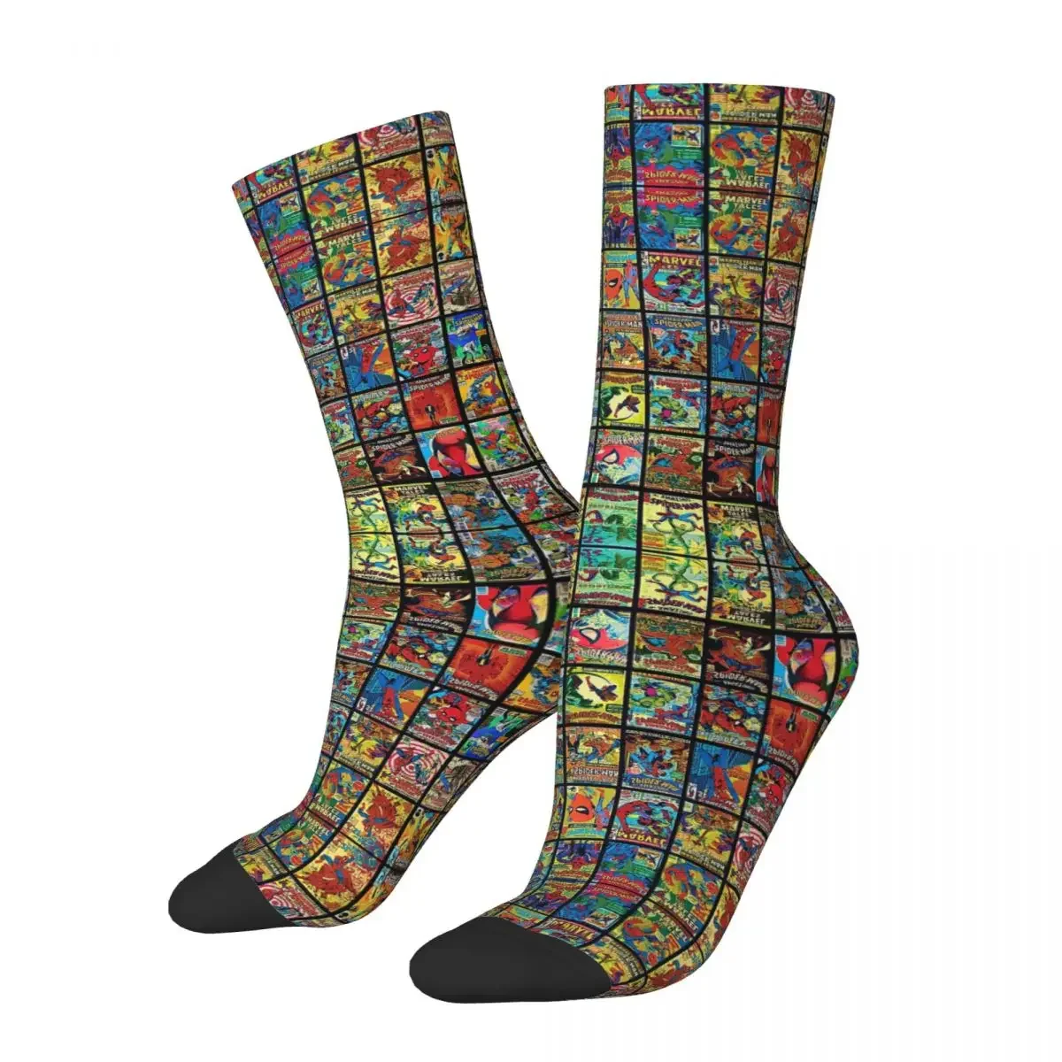 

Vintage Superhero Comic Book Collection Pattern Comforter Socks Absorbing Stockings All Season Long Socks for Man Woman's Gifts