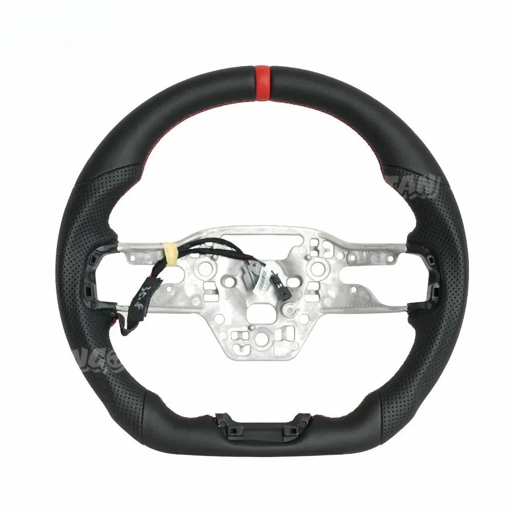

Full Leather Steering Wheel With Red Center Line With Heated Steering Wheel Fit For Ford Mustang GT 2024 Car Upgrade Accessories