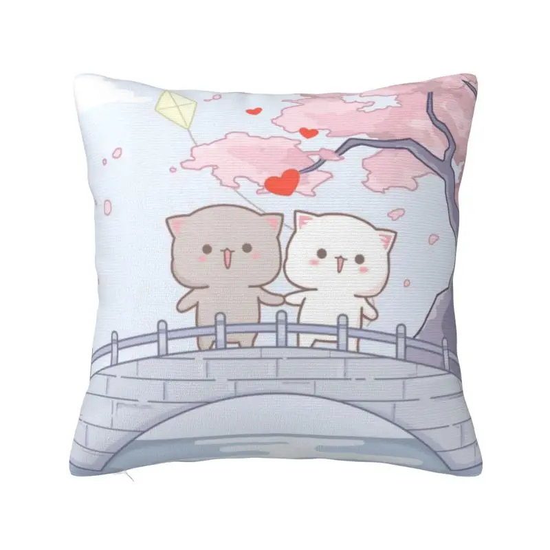 

Romantic Peach And Goma Mochi Cat Throw Pillow for Sofa Modern Cushion Cover Car Pillowcase