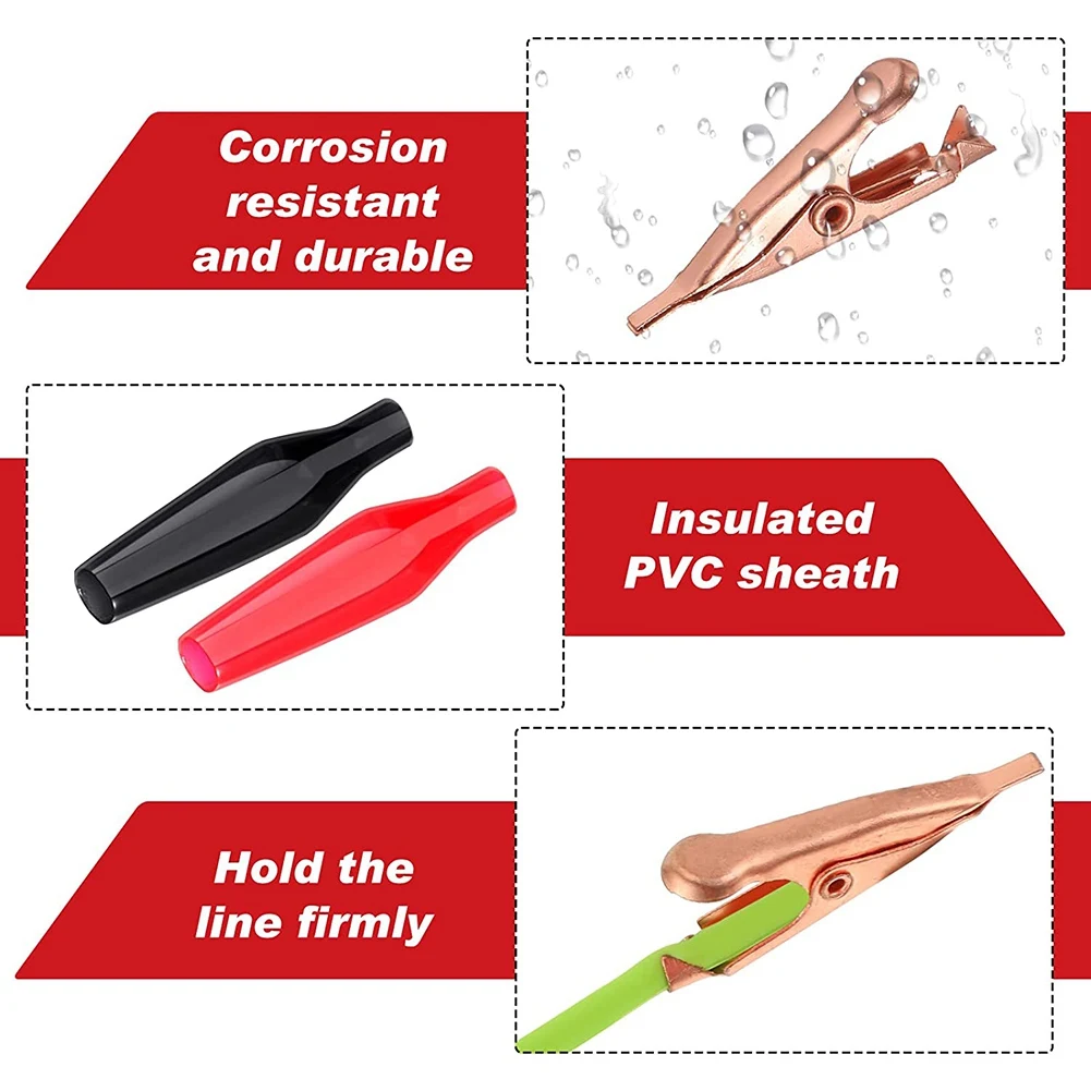 20 mini clip per test a coccodrillo senza denti, clip in rame massiccio elettriche, 5Amp con copertura isolante protettiva per saldatura CALDA