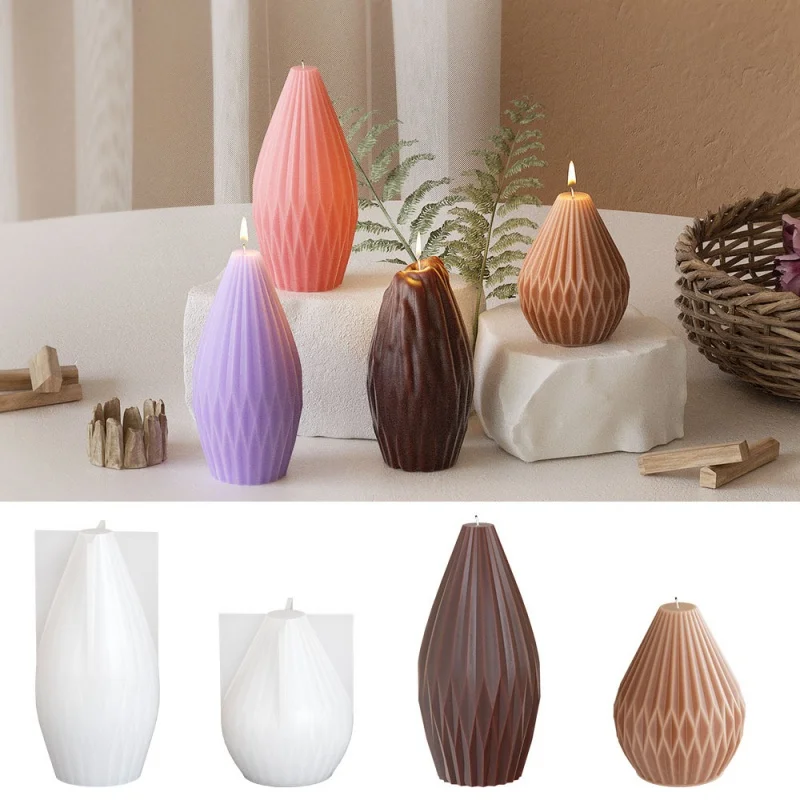 Geometry Candle Silicone Mold DIY Origami Pear Shaped Aromatherapy Crystal Epoxy Resin Molds Handmade Handicrafts Making Mould