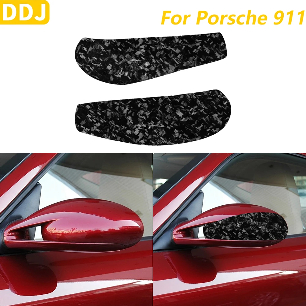 Real Forged Carbon Fiber Rearview Mirror Housing Protective Cover Trim For Porsche 911 997.1 Cayman Boxster 987 Car Accessories