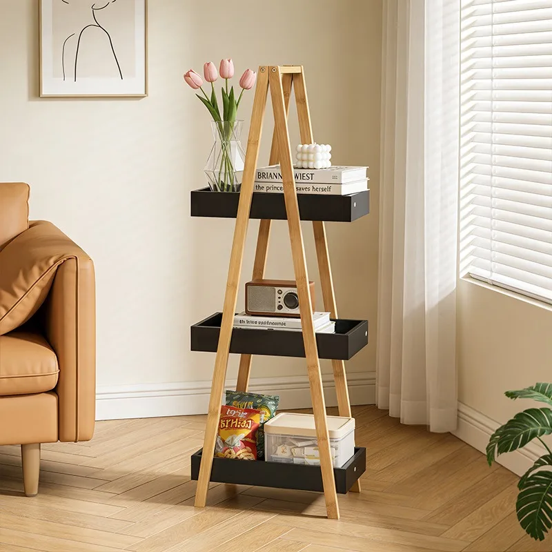 FOR Simple Living Room Floor-to-ceiling Movable Snack Triangular Rack, Bathroom Non-punching Storage Rack