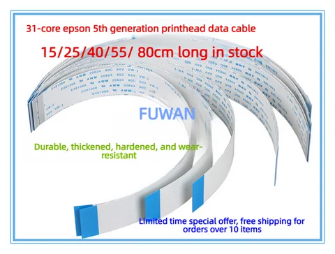10pcs Head Cable 31pins for Epson DX5 Printhead Cable FFC Flat Data Cable for Allwin Xuli Aifa Witcolor Human Design Plotter