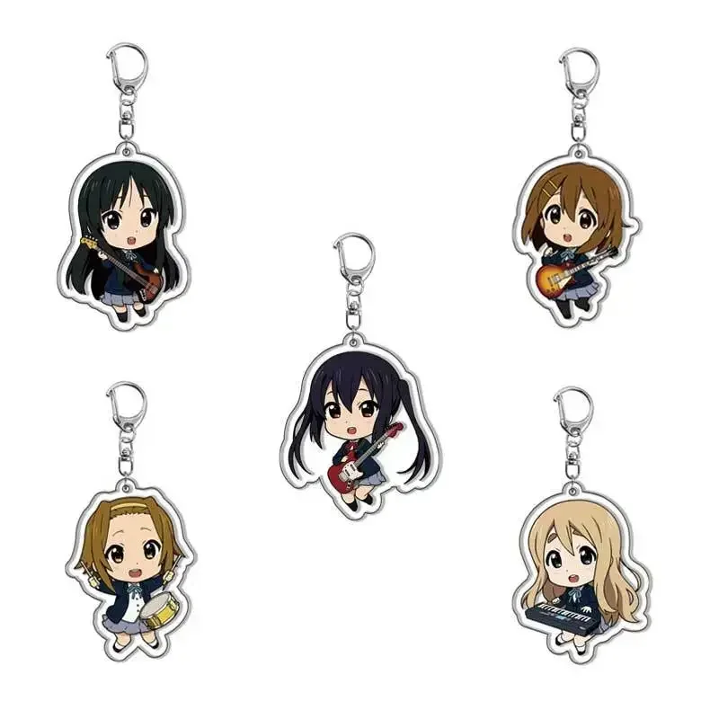 Anime Figure Hirasawa Yui Akiyama Mio Tainaka Ritsu Key Ring Acrylic Key Chain Trendy Personality Model Plate Decor Collection