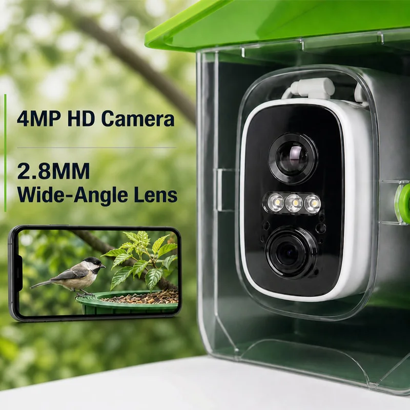 Camera Solar Bird Feeder D3-A1 with 4MP HD Camera 2.8MM Wide-Angle Lens Solar Power Supply And Remote Bird Viewing  Bird Feeder