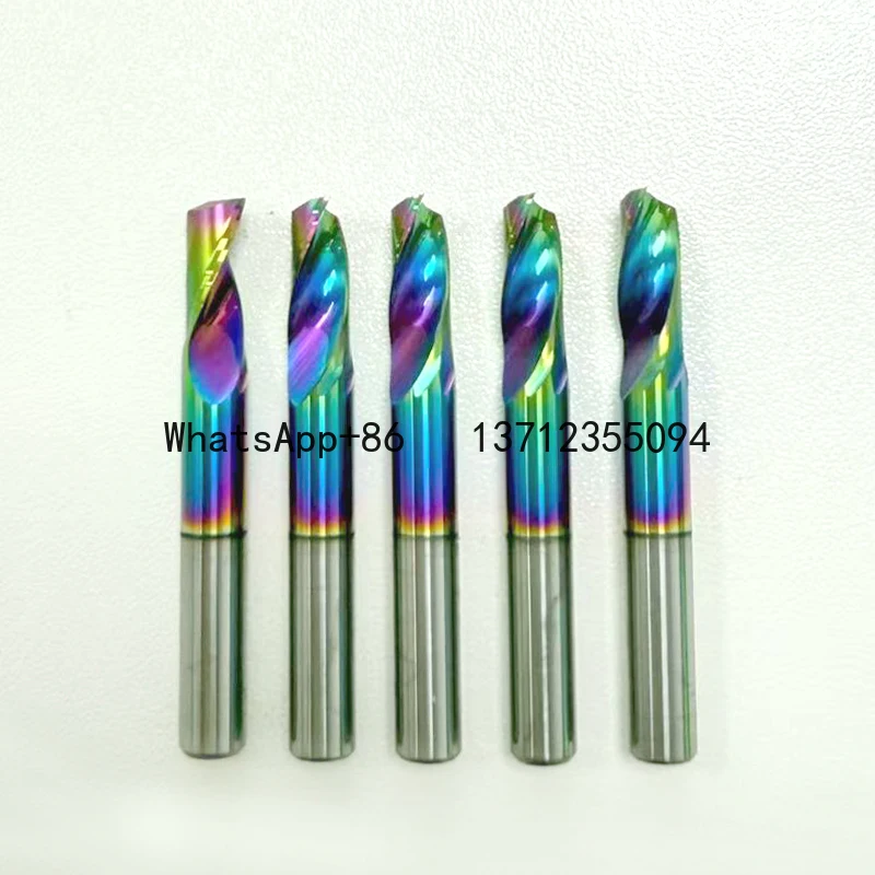 

10 шт. 3,175 мм, 4 мм, 5 мм, 6 мм, хвостовик, фреза для резки, правая спиральная концевая фреза с DLC-покрытием для дерева, деревообрабатывающие инструменты с ЧПУ