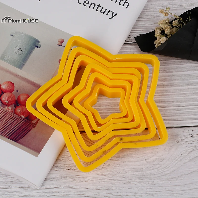 6Pcs/set Christmas Tree Cookie Cutter Stars Shape Cake Biscuit Cutter Mold