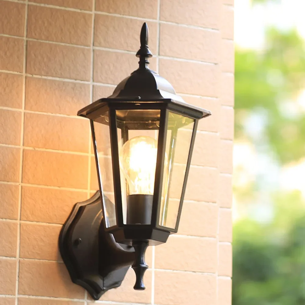 D5 Solar Retro Wall Light Hexagonal Lights Waterproof Outdoor Garden Landscape Wall Decorative Tungsten Lamp Fence Lawn Lighting