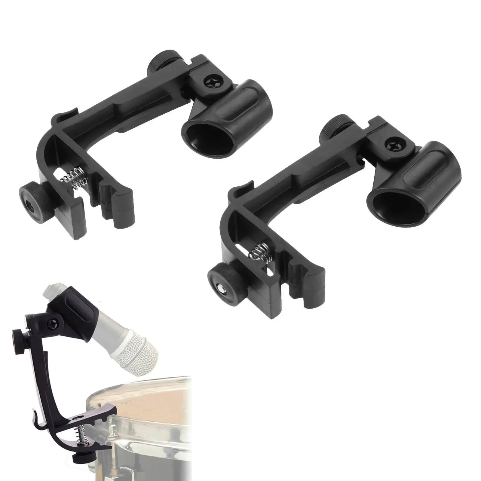 2Pcs Adjustable Snare and Tom Drum Microphone Mounting Clamp Mic Mount Clips Holder Drum Hoop Rim Mount Shock Mount Gear Studio