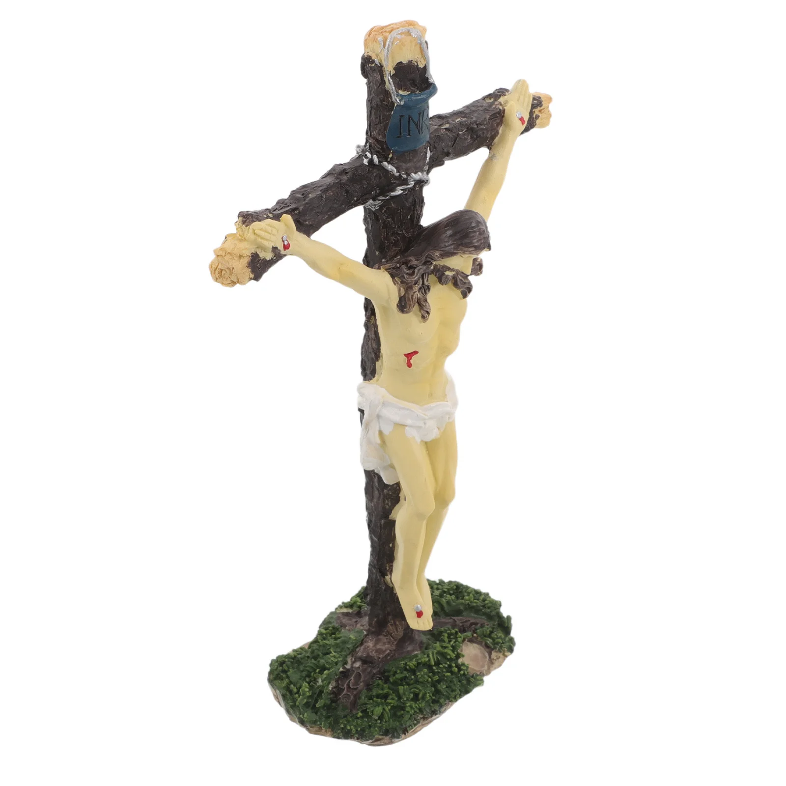 

Artistic Resin Cross with Jesus Figure: Premium Tabletop Spiritual Decor - Sturdy Standing Wall Cross for Home and Church Use