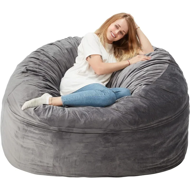 

Bean Bag Chair: Giant 5' Memory Foam Furniture Bean Bag Chair with Microfiber Cover - 5Ft,Silver Grey